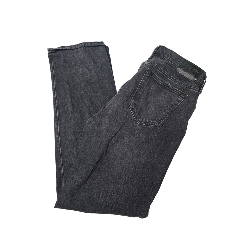Abercrombie & Fitch Athletic Relaxed Straight Jeans Mens 30x34 Black Denim